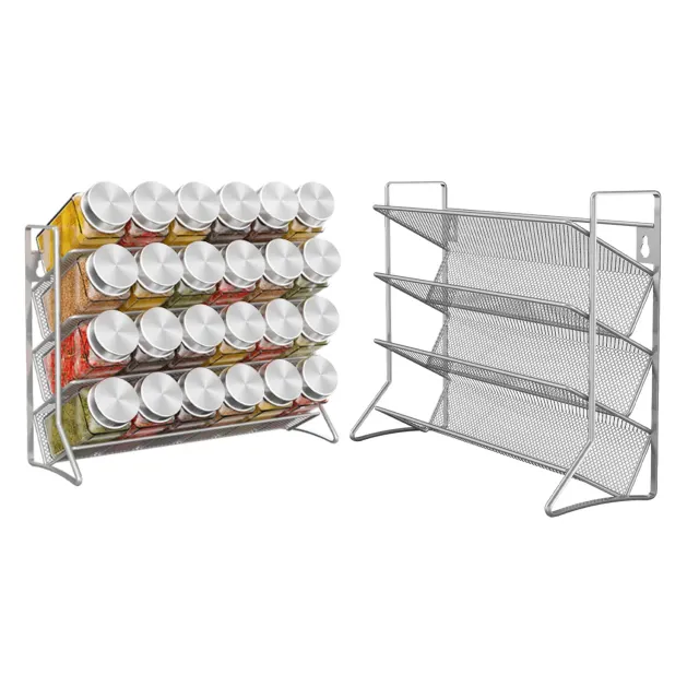 BOMCLAP Gewürzregal Metall Grau 2er Set 3-stufig