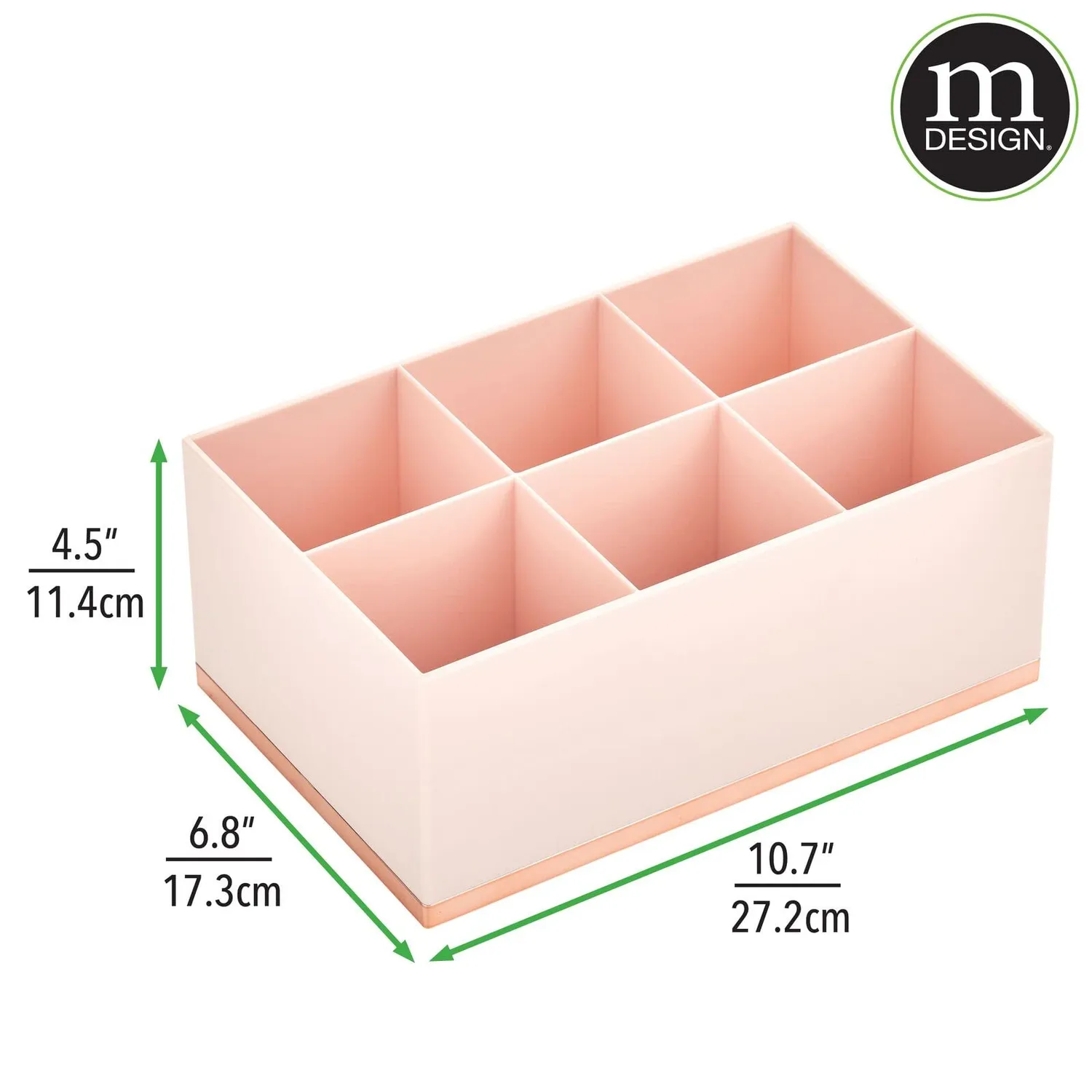 mDesign Make-up Organizer 6 Fächer hellrosa roségold Kunststoff