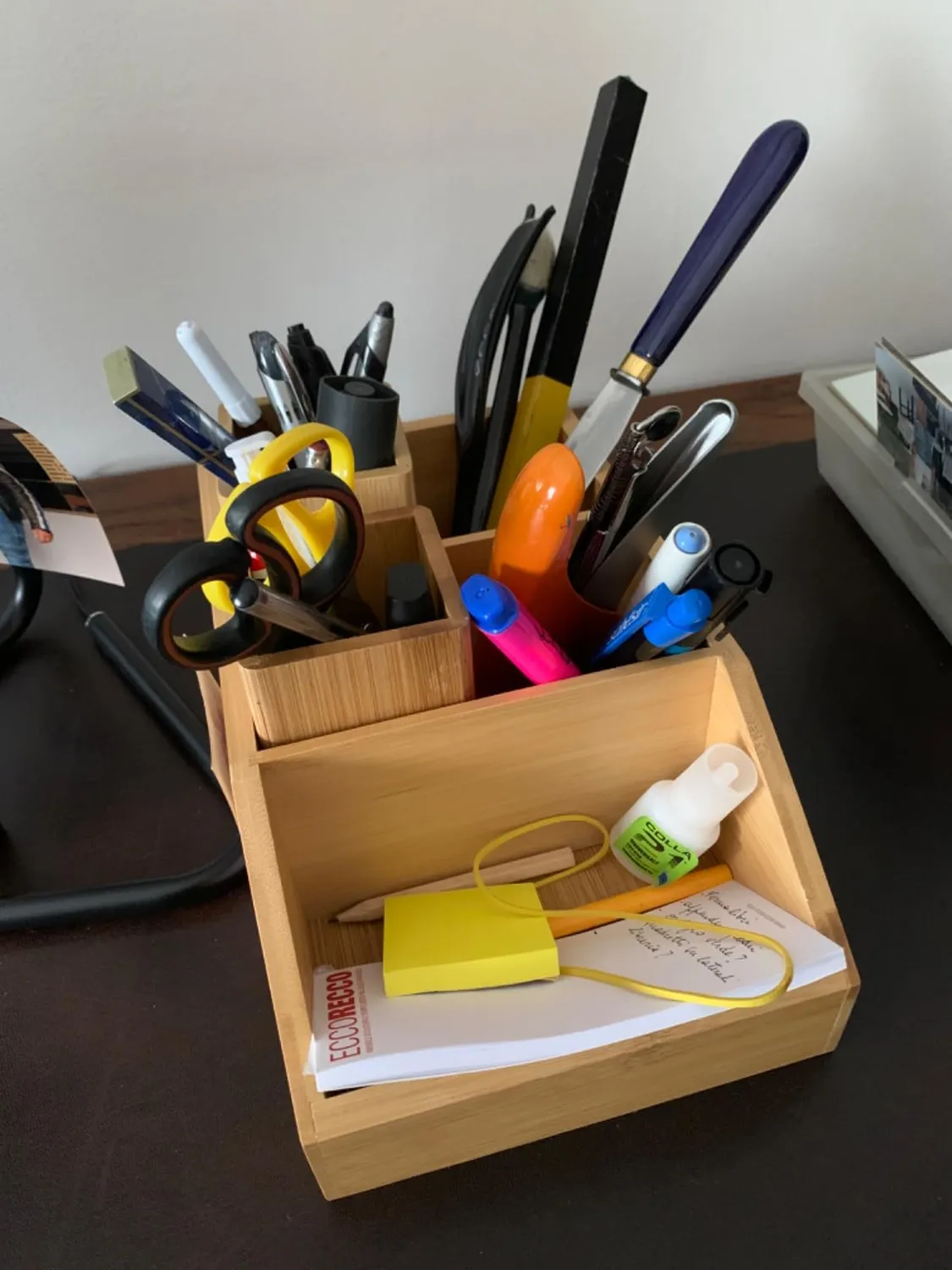 mDesign Bambus Ordnungsbox Holzkiste bambusfarben offen
