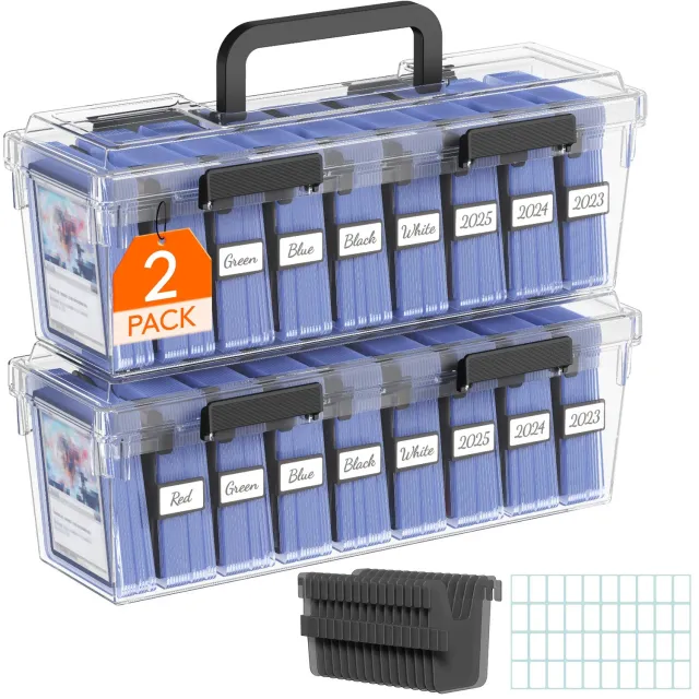Lifewit Kartenbox für 180 Toploader Sammelbox stapelbar