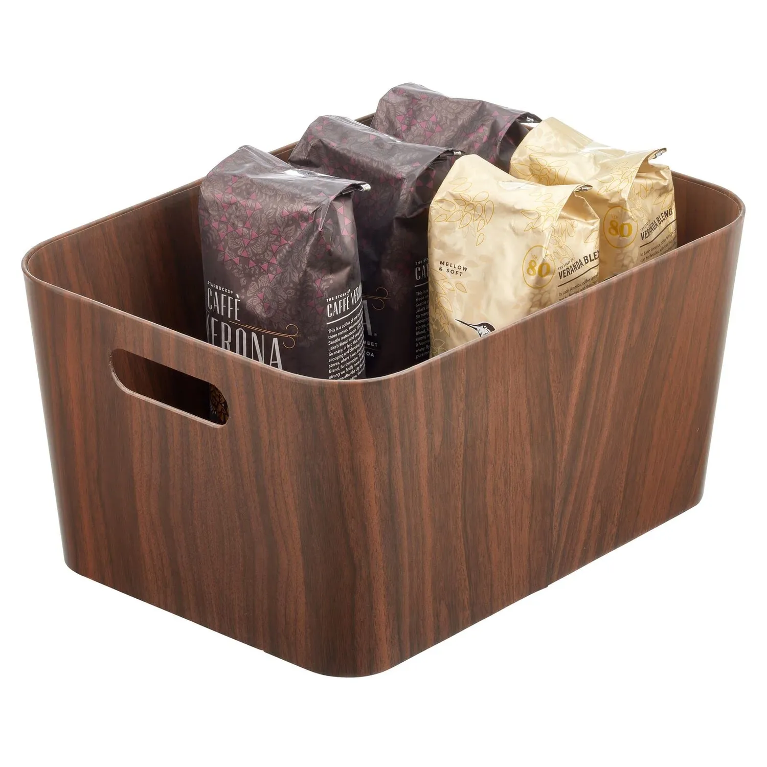 M Design Aufbewahrungsbox Karton 2er-Set dunkelbraun mit Griffen