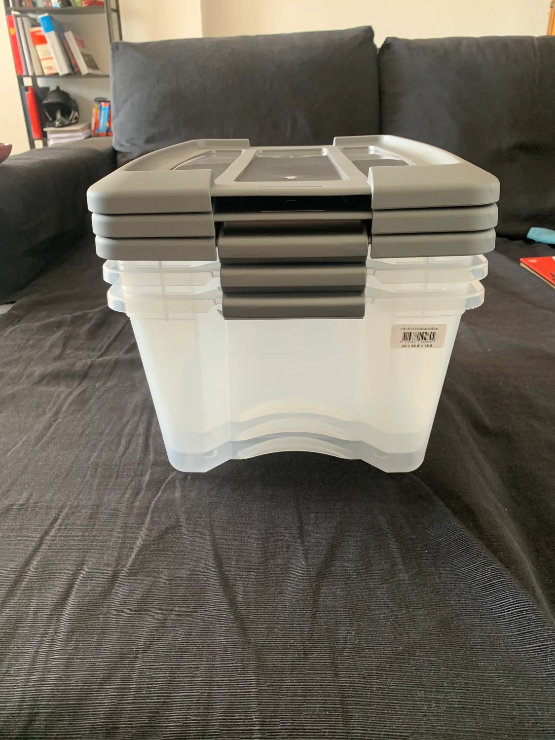Iris Ohyama NTB-15 Aufbewahrungsbox 15L 6er silber mit Clips