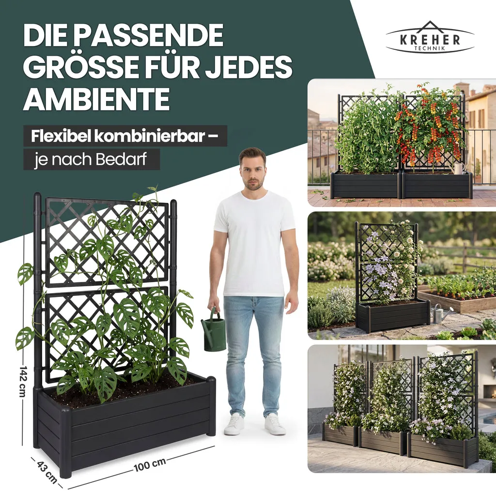 Kreher Holzoptik XL Spalier Pflanzkasten Anthrazit 90L