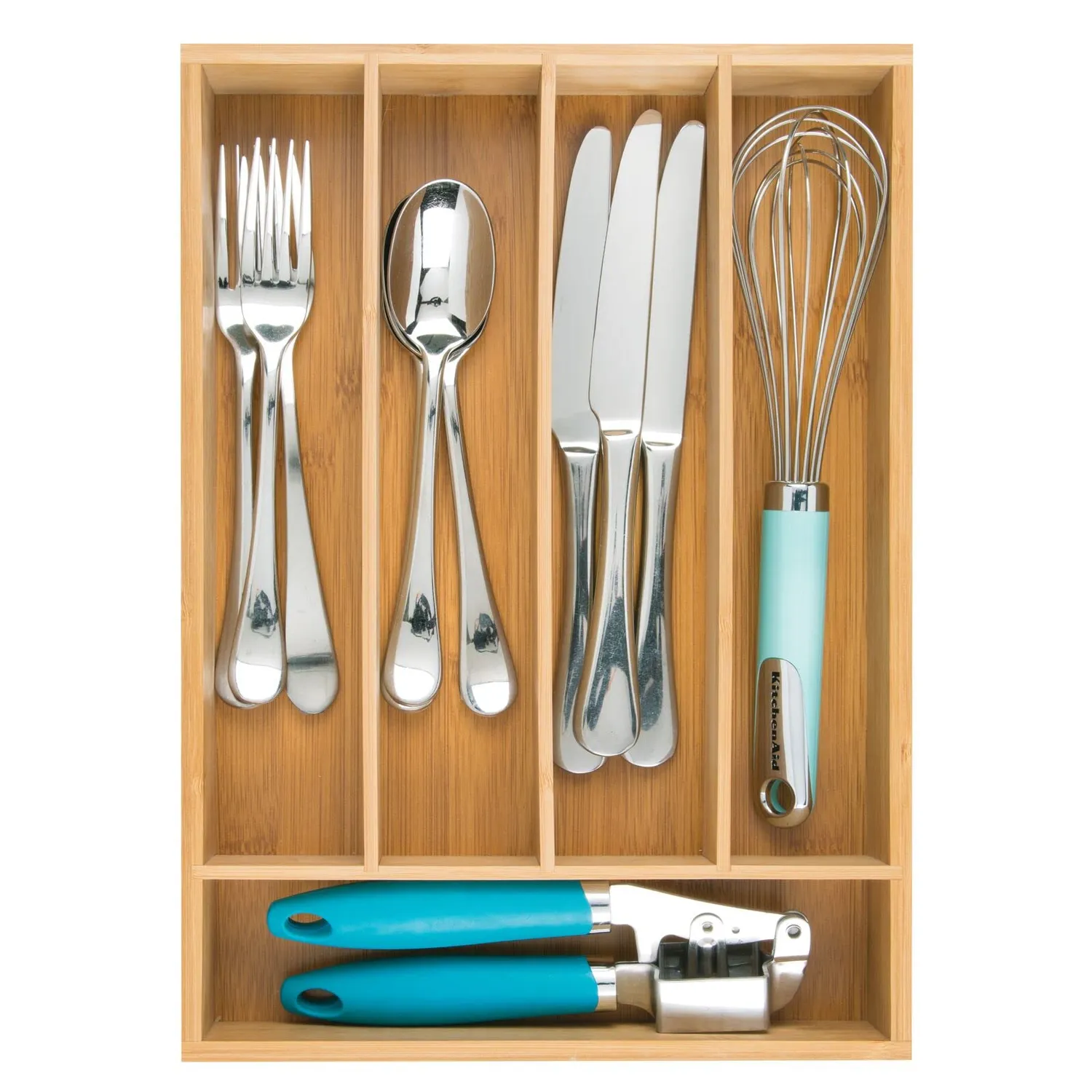 mDesign Besteckkasten Schubladen Organizer Bambus 35,6 cm