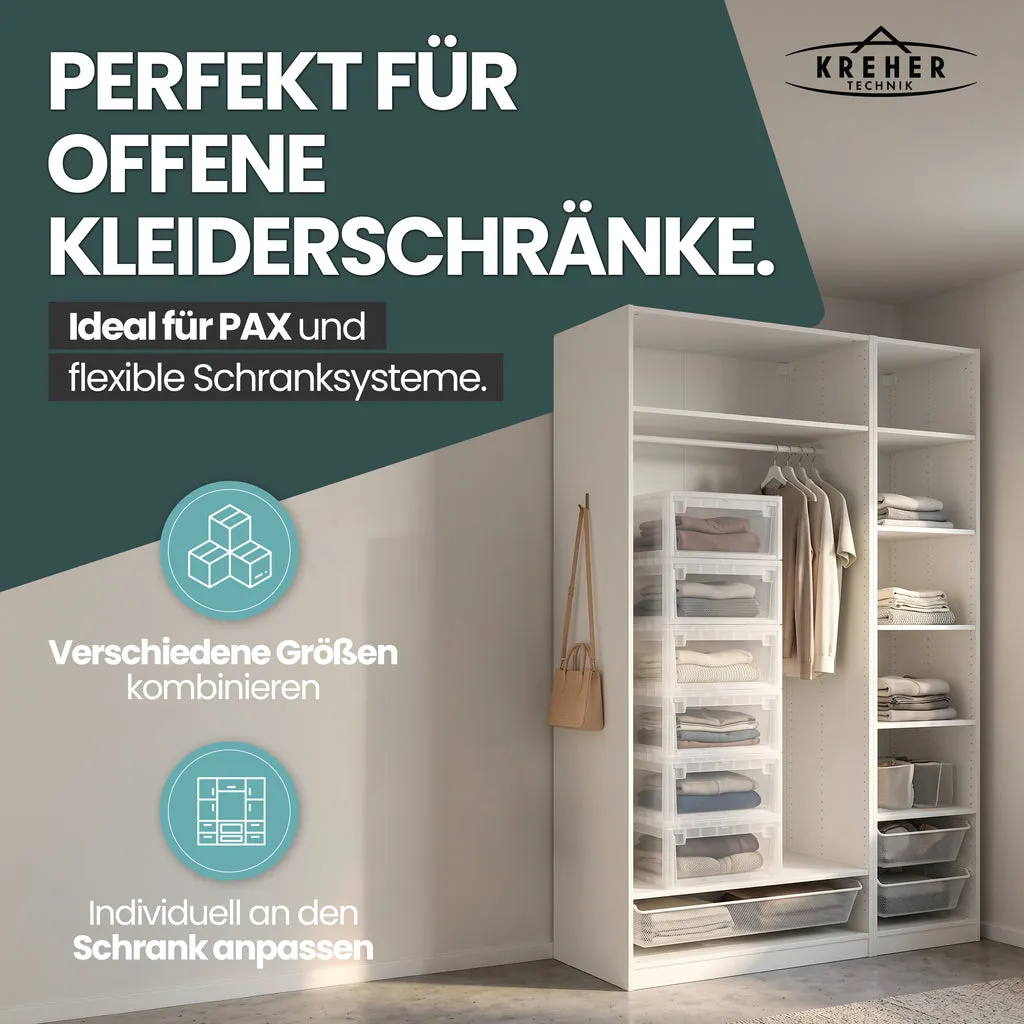 Kreher Schubladenbox XL 36 Liter weiß transparent