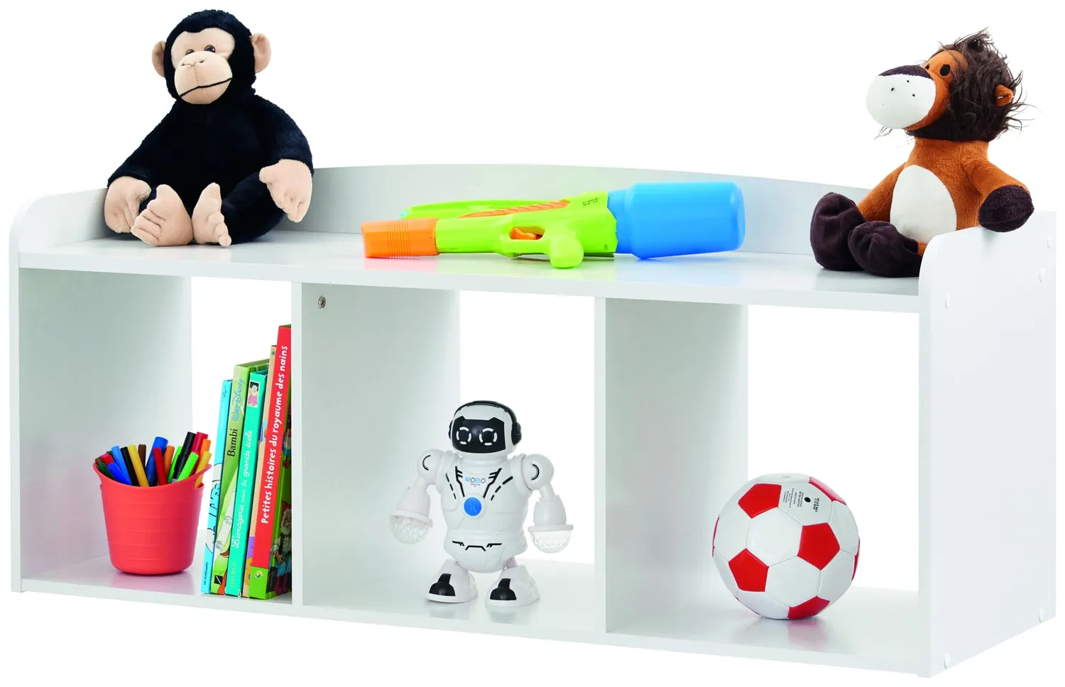 Iris Ohyama Kids KBN-3R Sitzbank 3 Fächer weiß Holz