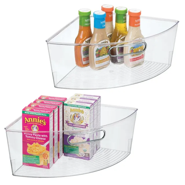 M Design Küchenkorb Kunststoff Transparent 44,5 cm 2er-Set eckig