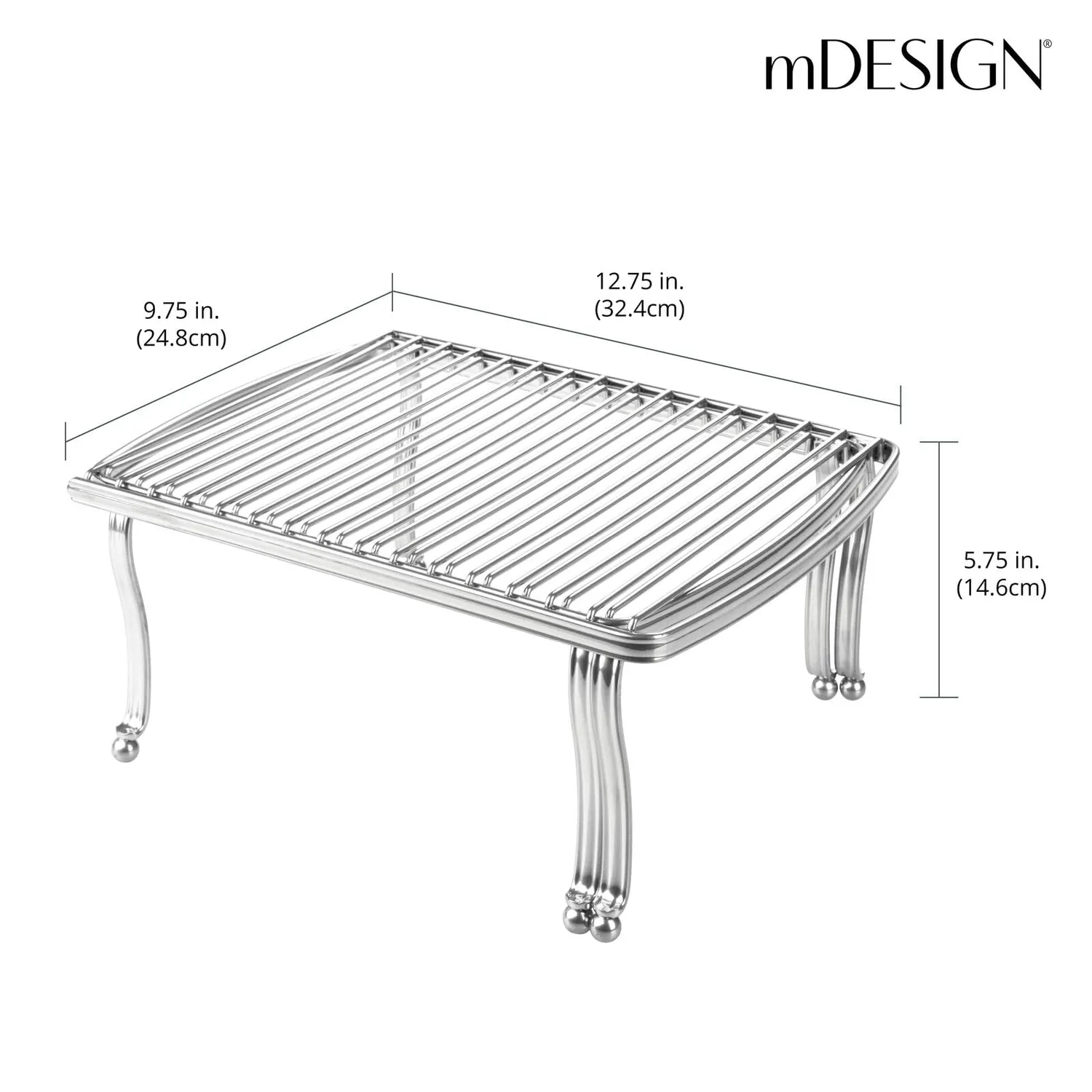 mDesign Küchenregal Metall 2er Set silber erweiterbar