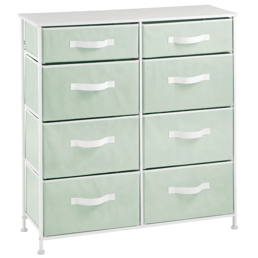 mDesign Kommode 8 Schubladen Schrank mintgrün/weiß Stoff