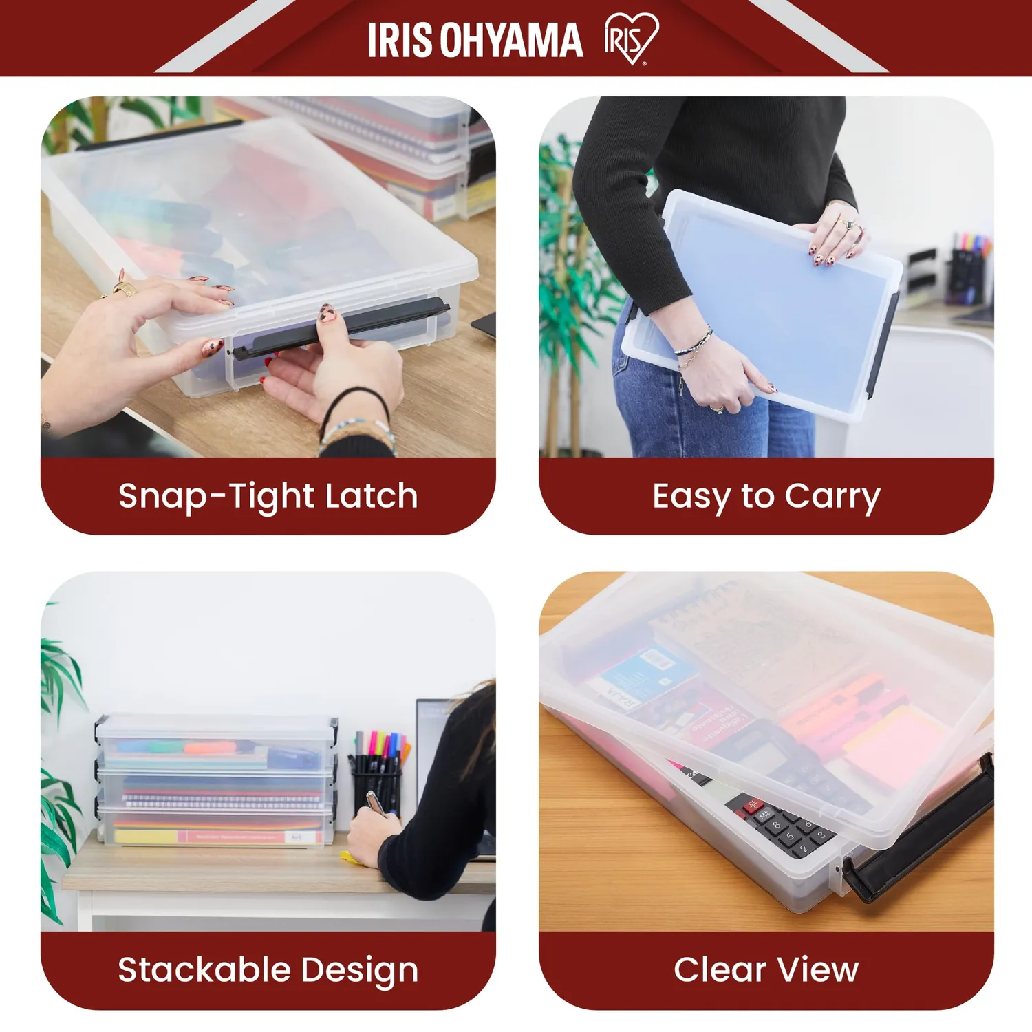 Iris Ohyama LLB-A4 Aufbewahrungsbox transparent 3er-Set 4 L