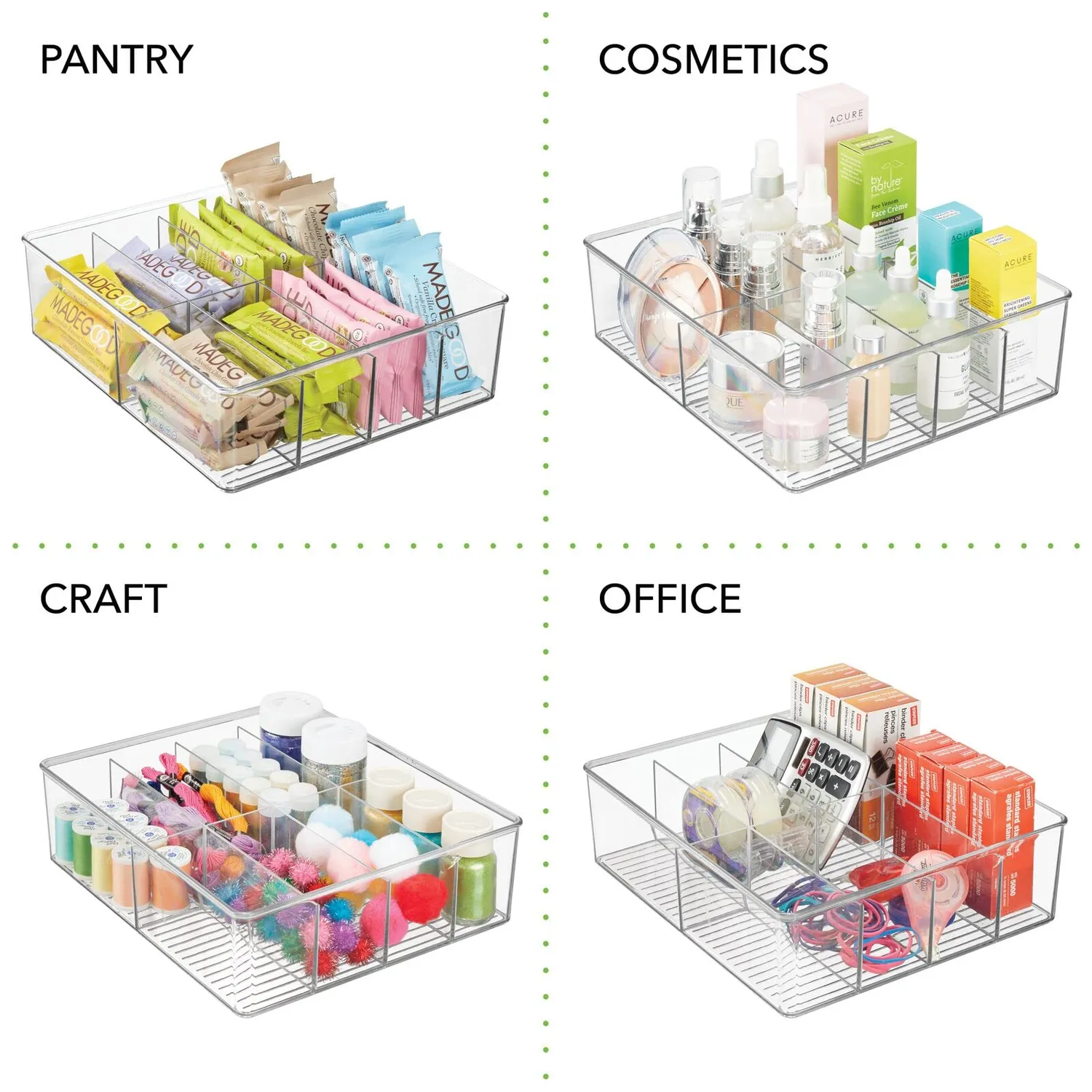 M Design Aufbewahrungsbox Kunststoff 2er transparent 8 Fächer