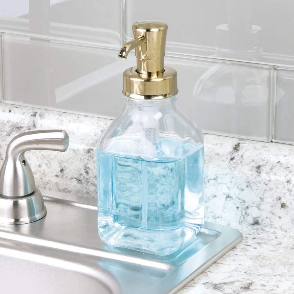 M Design Seifenspender Glas Transparent Messing 540 ml 2er-Set