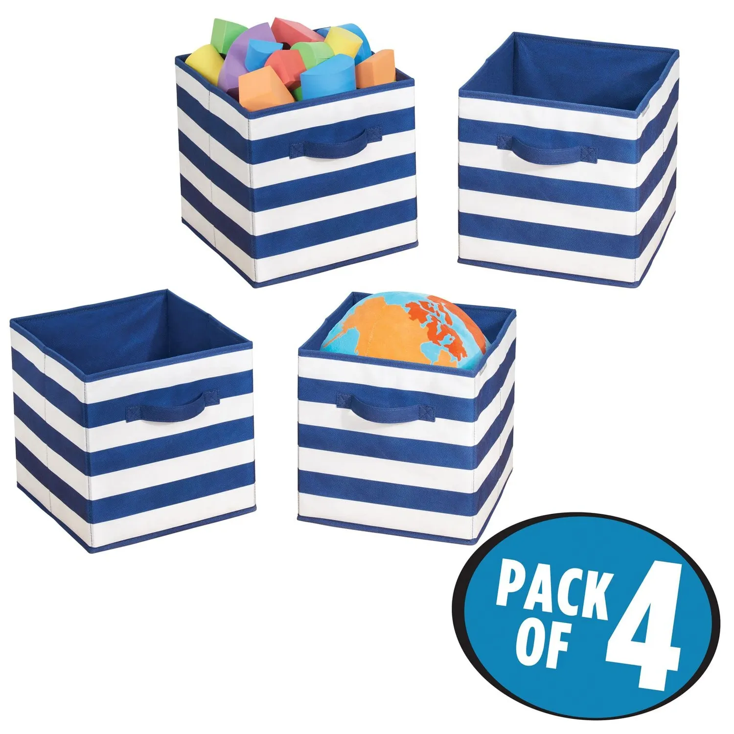 mDesign Spielzeug Aufbewahrungsbox Stoff 4er-Set marineblau