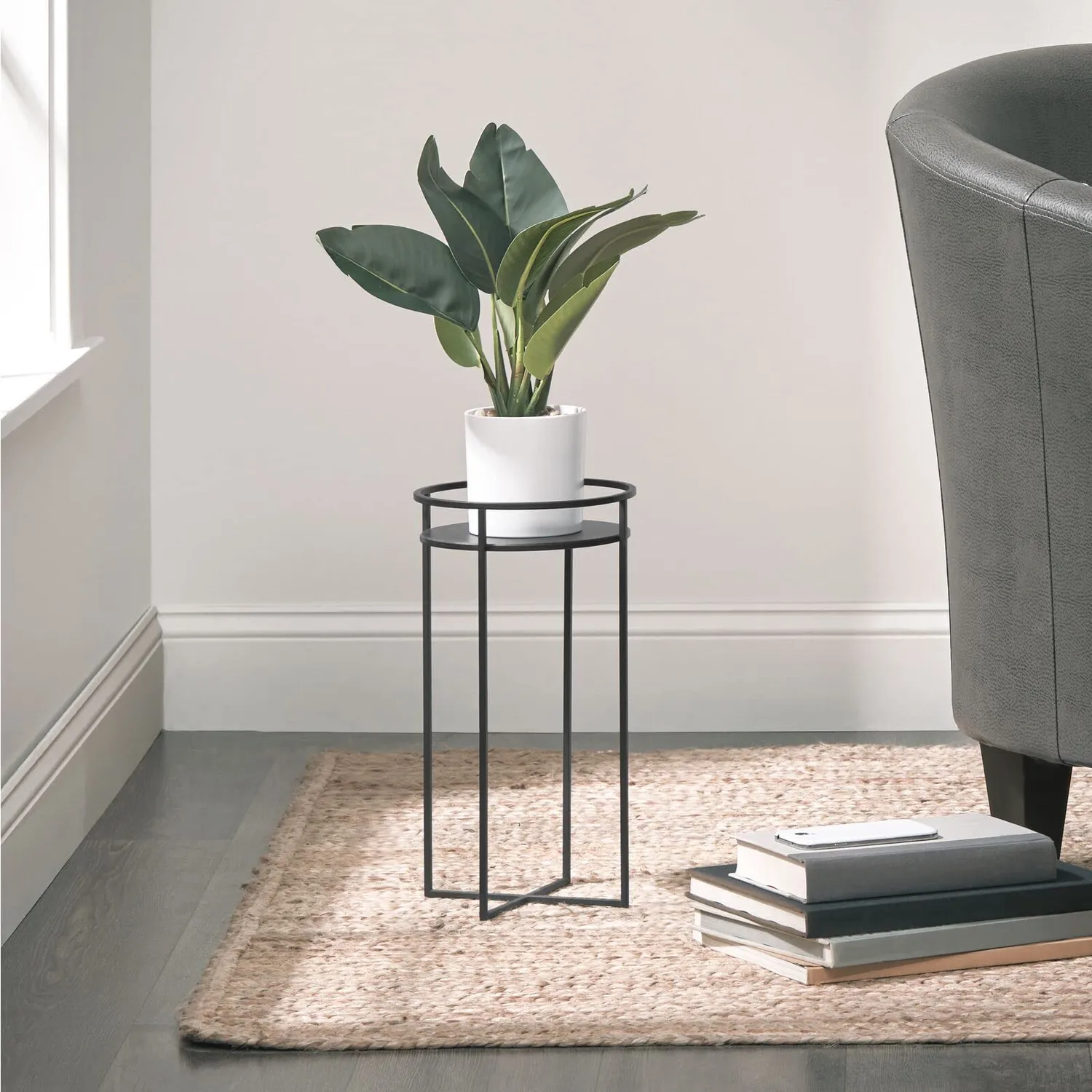 M Design Pflanzenständer Blumenständer Mattschwarz 38cm