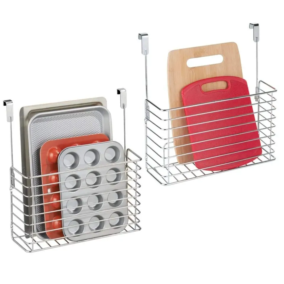 mDesign Küchenregal Hängeregal chrom 2er Set schmal