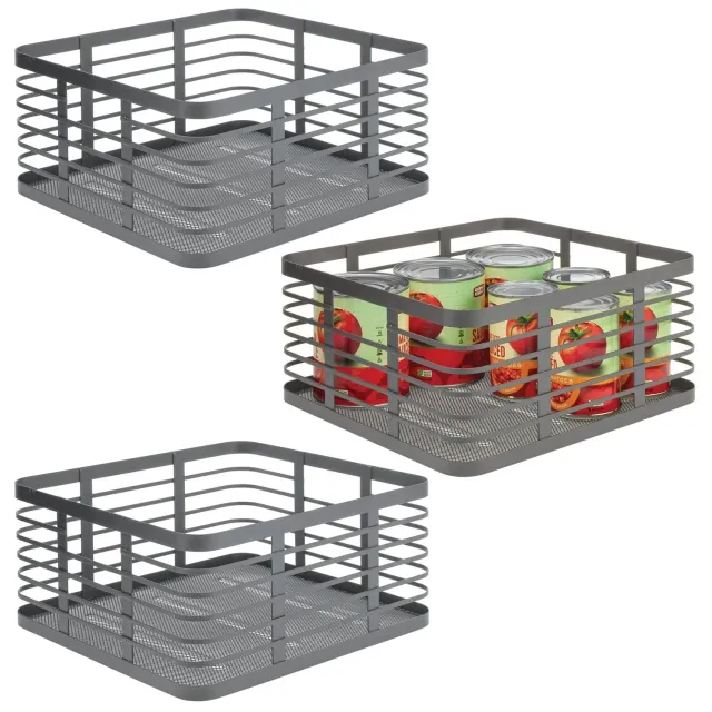 mDesign Allzweckkorb Metalldraht 3er-Set graphit Gitterkorb