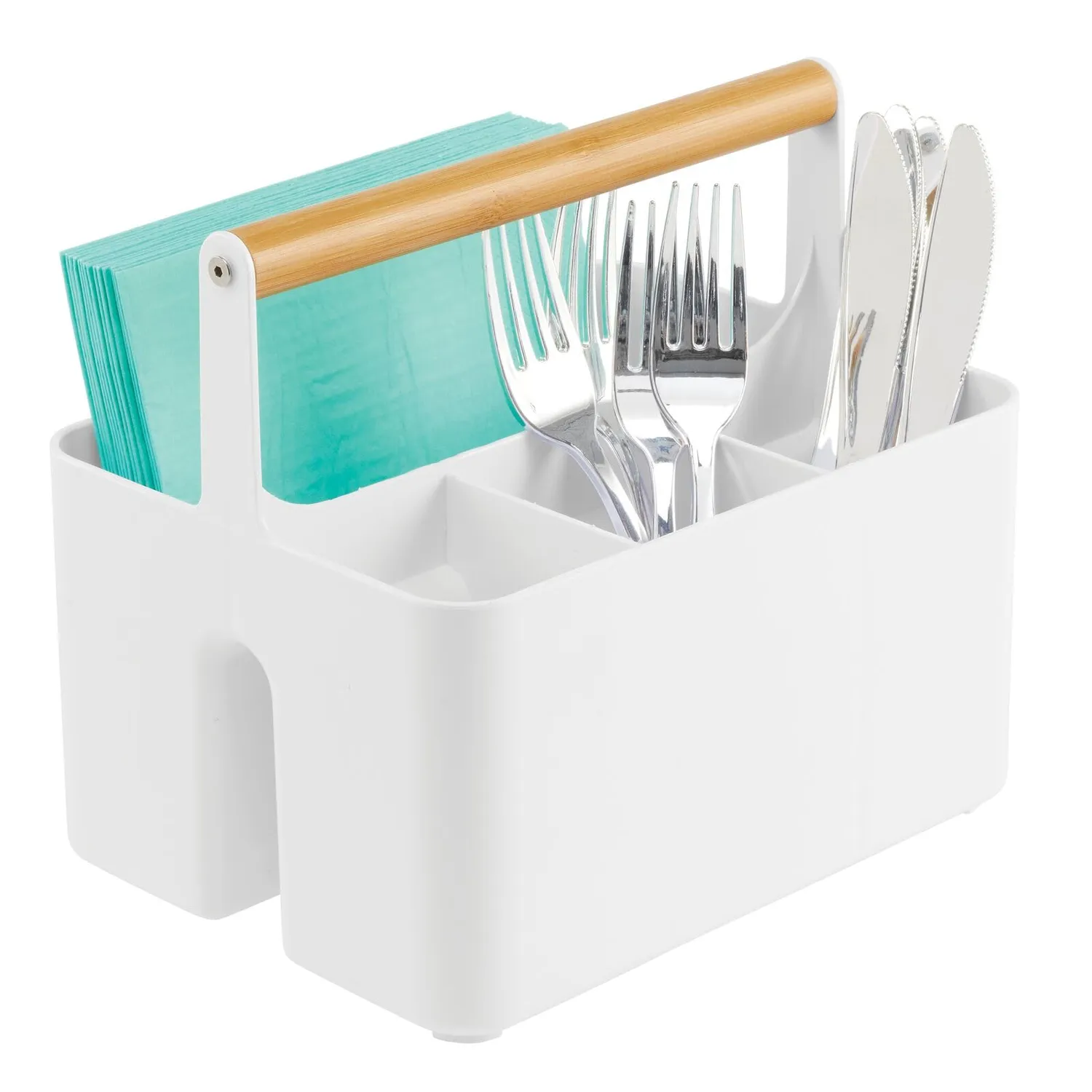 mDesign Küchenkorb Caddy 2 Fächer Griff transparent