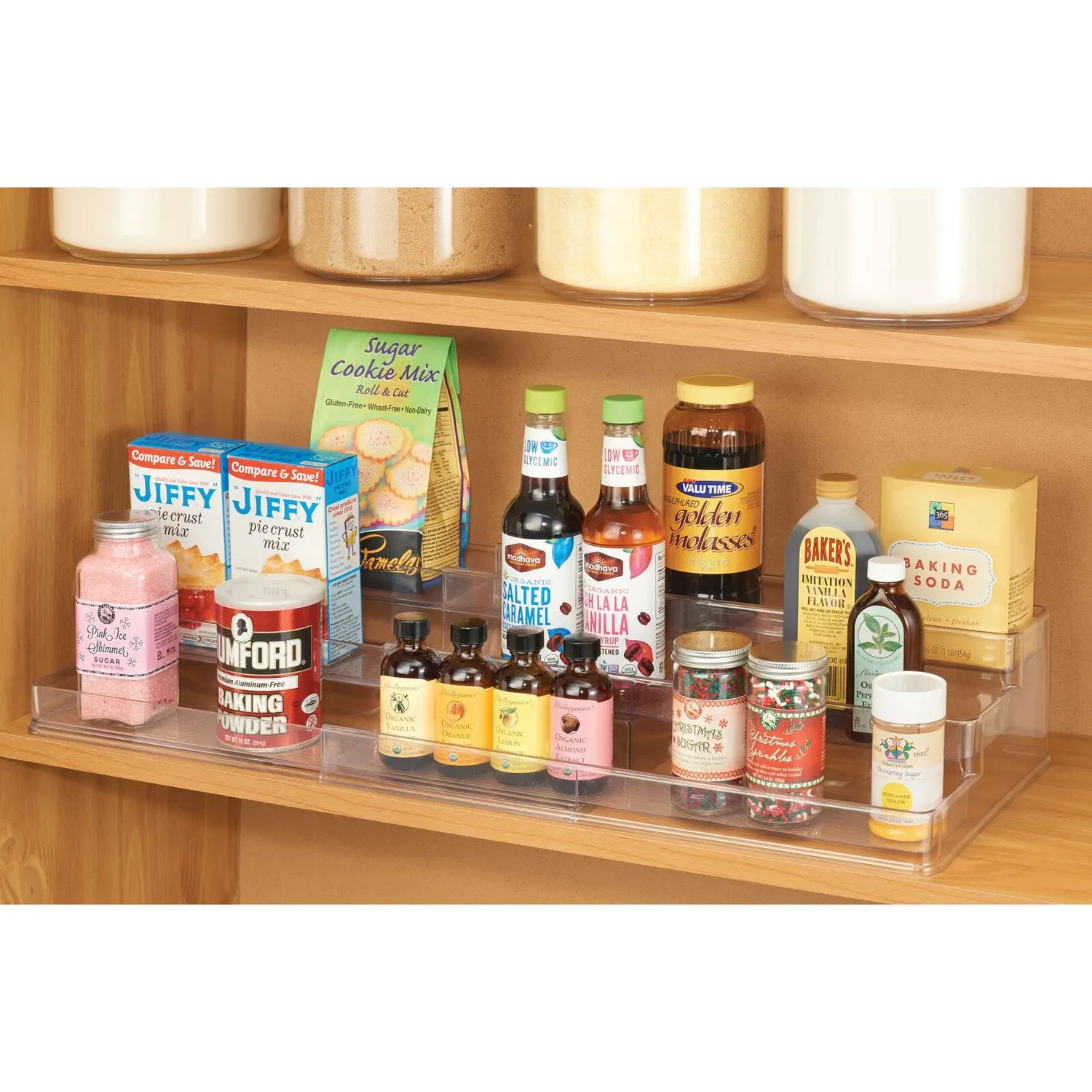mDesign Gewürzregal 2er-Set Ausziehbar Transparent 3 Ebenen