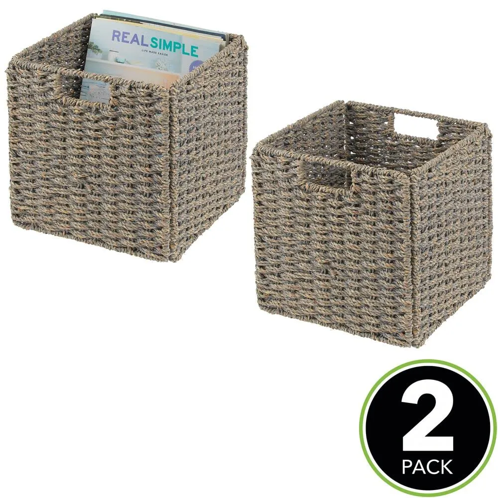 mDesign 2er-Set Aufbewahrungskorb Seegras grau geflochten