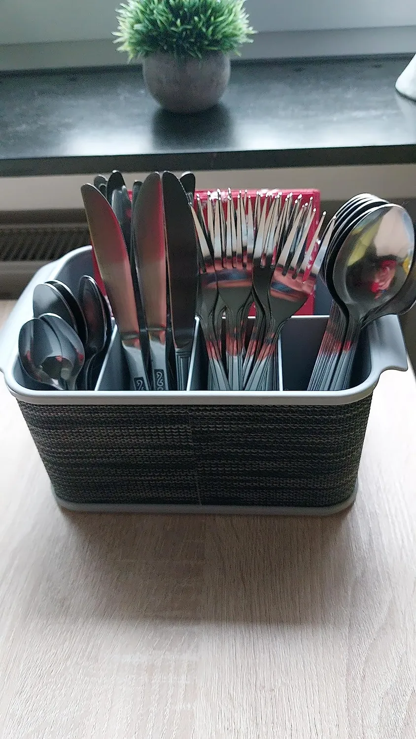 mDesign Besteckhalter mit Griffen Besteckkorb Weiß 5 Fächer