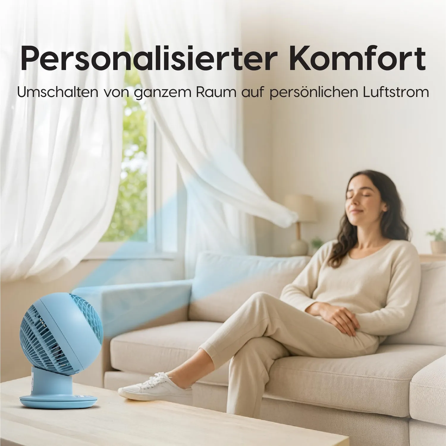 Iris Ohyama Woozoo PCF-SC15T Tischventilator Mattblau leise