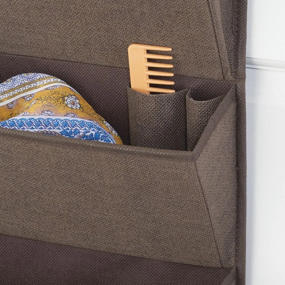mDesign Hängeorganizer Tür 4 Taschen braun 2er-Set