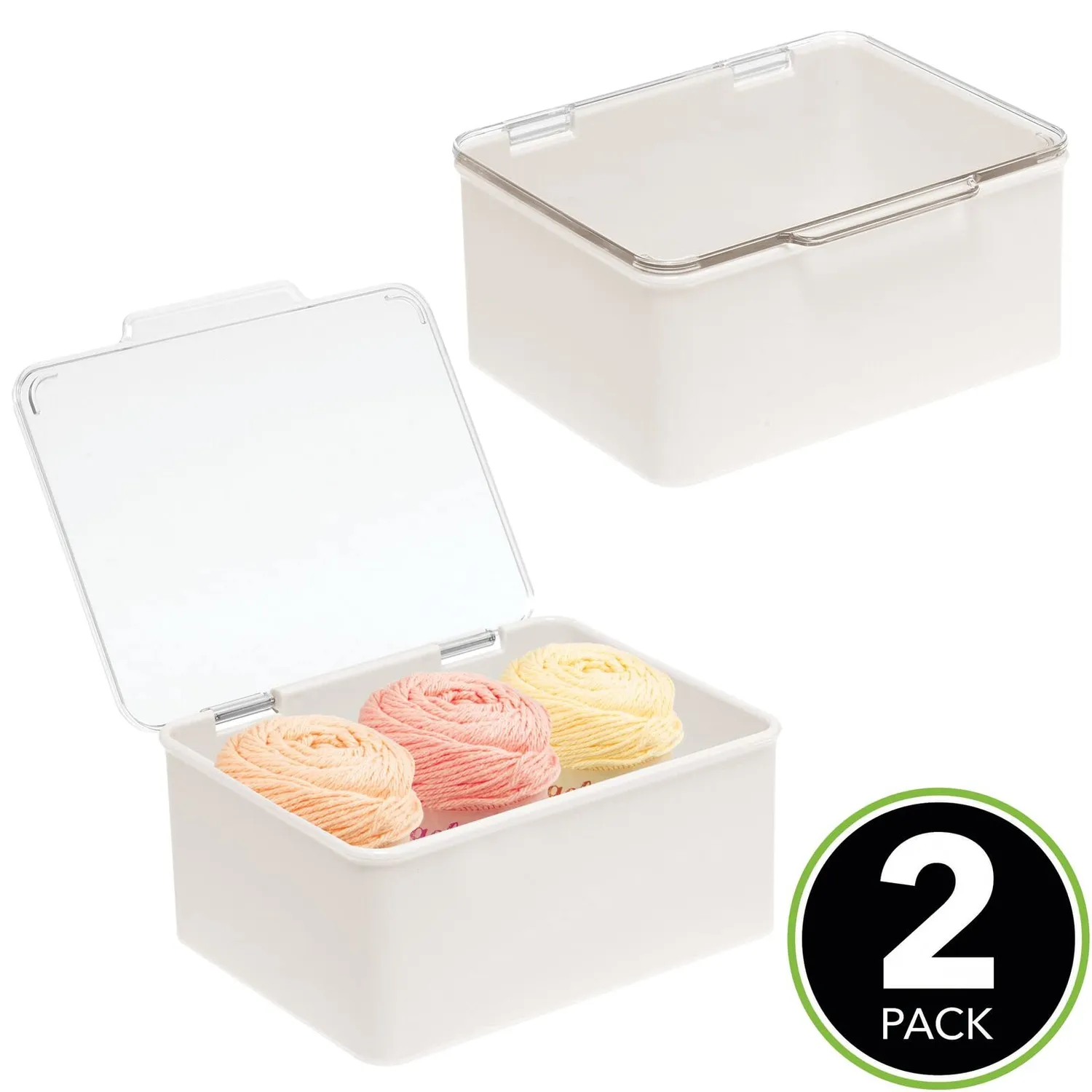 mDesign Aufbewahrungsbox Bastel Creme 2er-Set klein