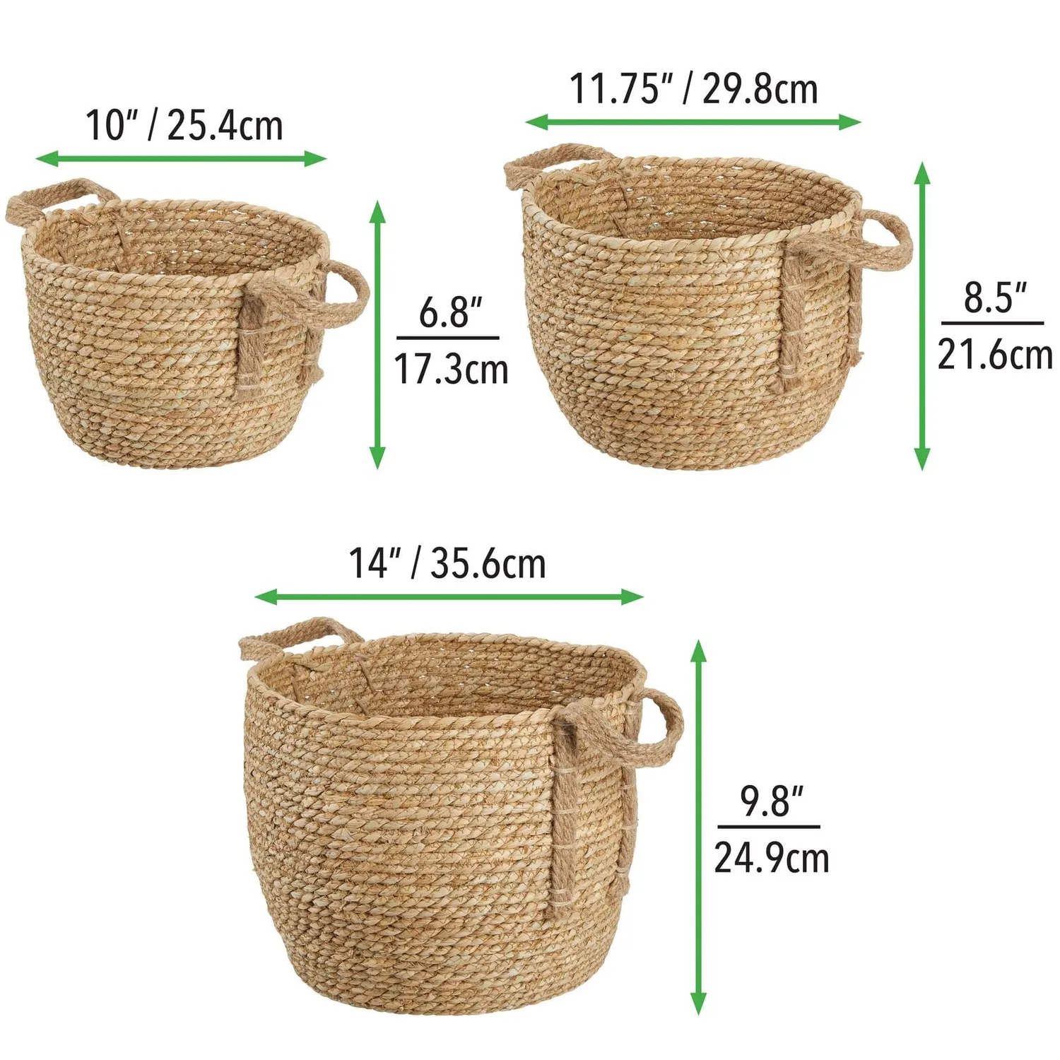 mDesign Seegras Aufbewahrungskorb 3er Set Flechtkorb natur