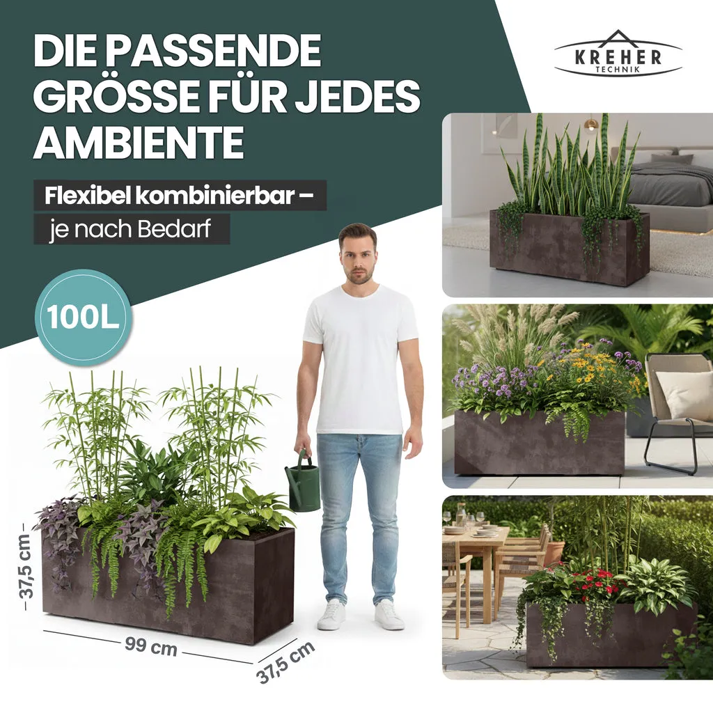 Kreher Millennium XL Pflanzkübel 100 L Braun rechteckig