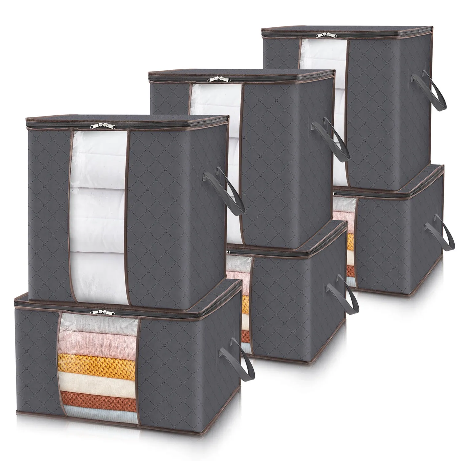 Lifewit Aufbewahrungstasche 90L 4er-Set Grau mit Sichtfenster
