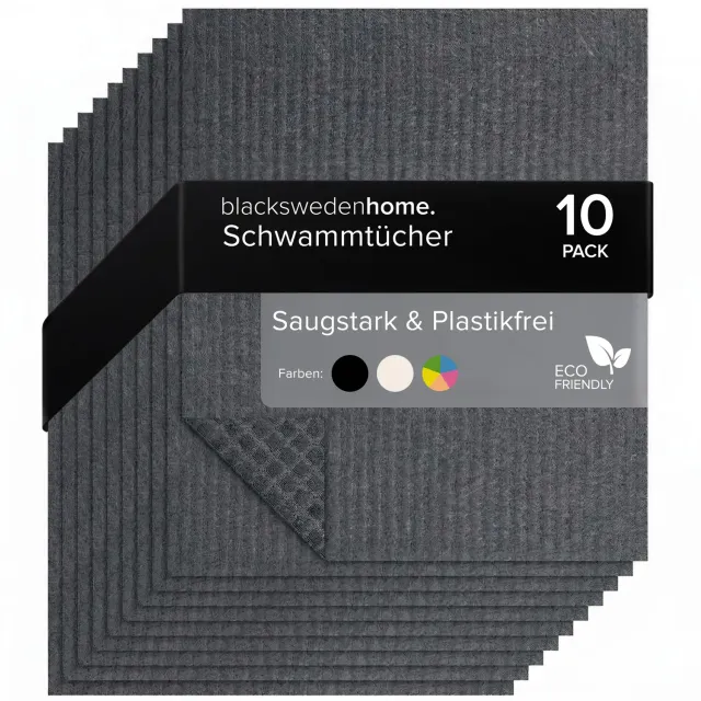 Black Geschirrtücher Schwarz Baumwolle 10er-Pack