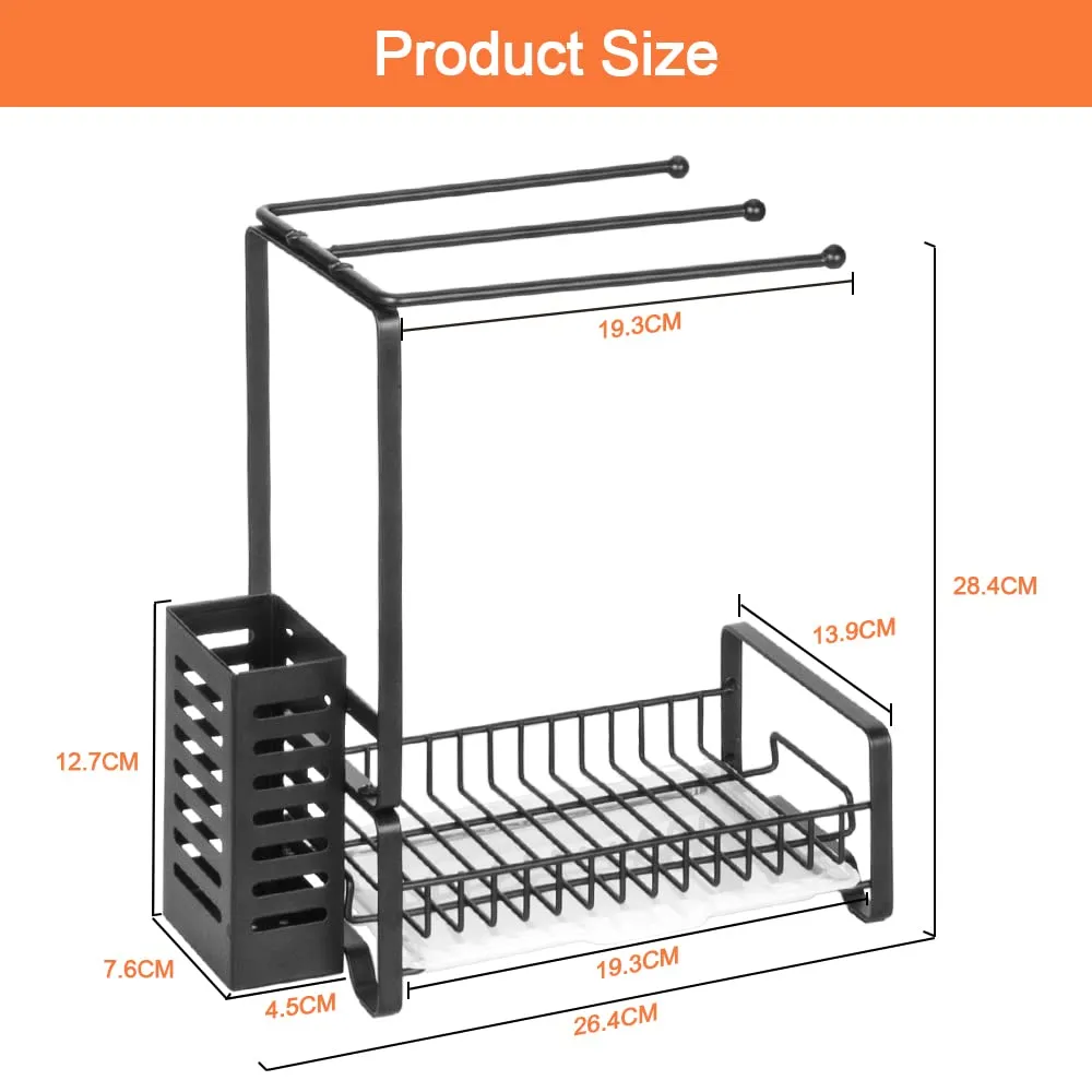 BOMCLAP Spülbecken Organizer Metall schwarz 3-in-1 Abtropfschale