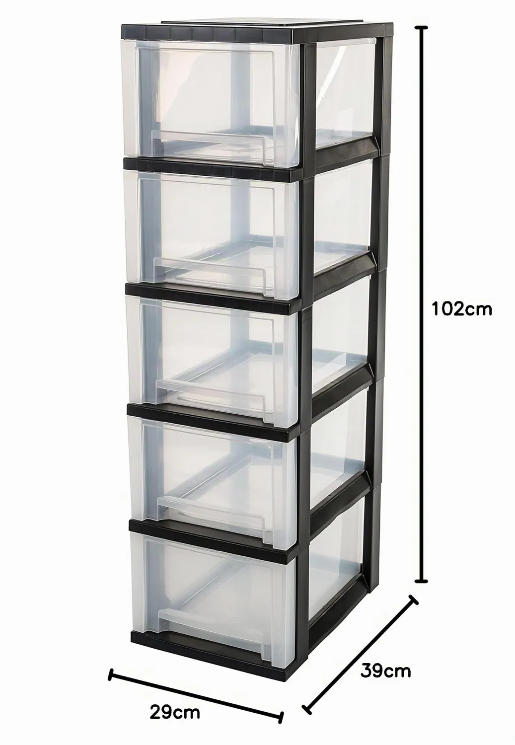 Iris Ohyama SDC-305 Rollcontainer Schwarz 5 Schubladen BPA-frei