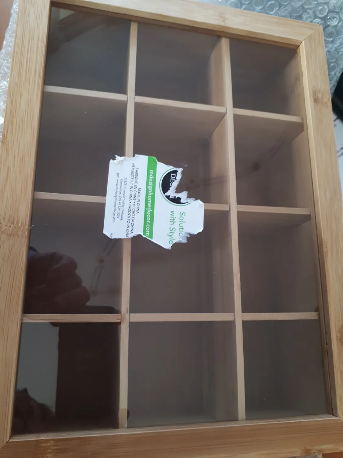 mDesign Teebox Teekiste Holz 12 Fächer bambus mit Sichtfenster