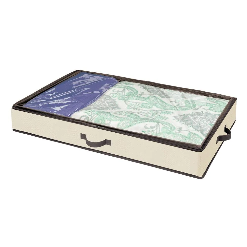 mDesign Unterbettkommode Unterbettbox creme espresso mit Deckel