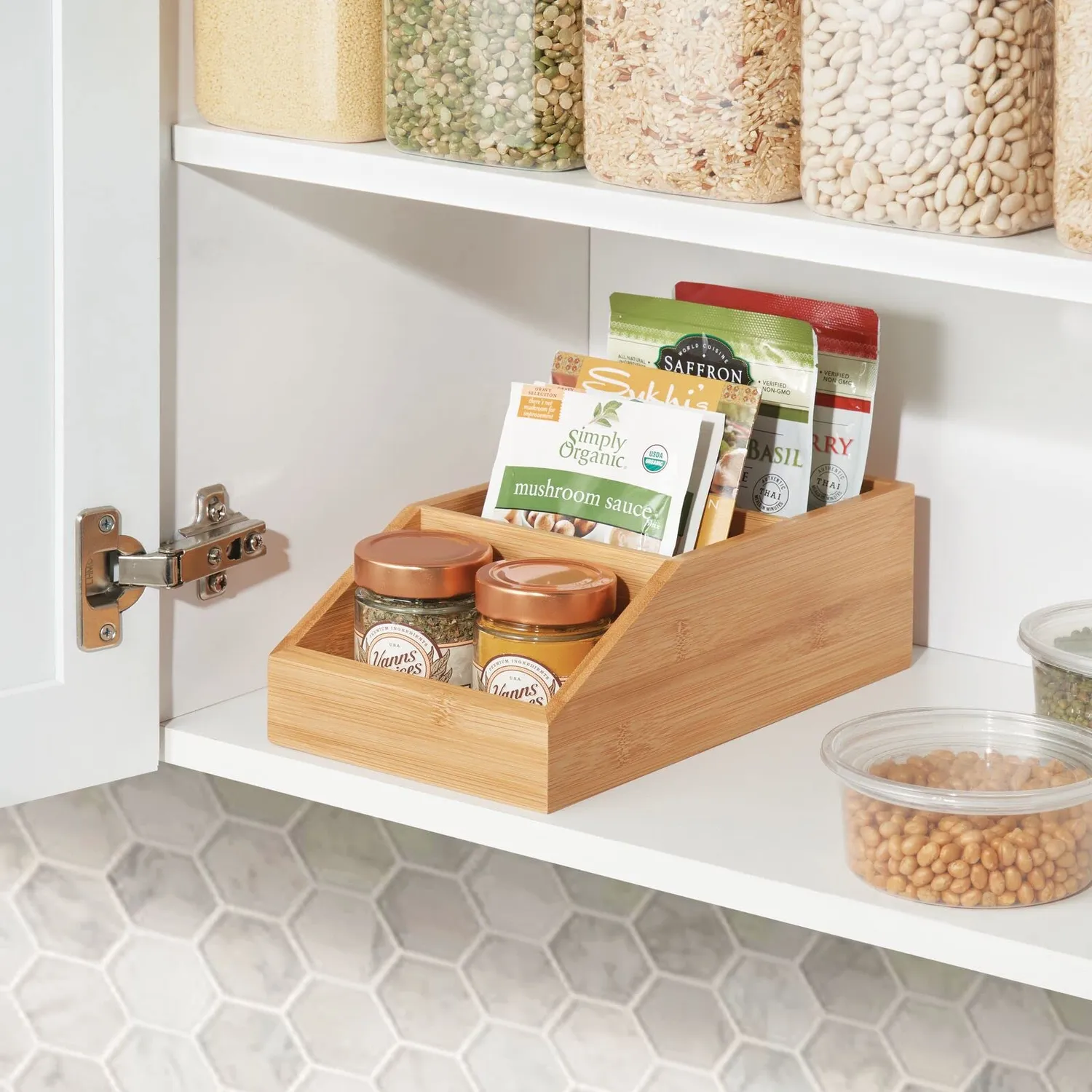 mDesign Bambus Ordnungsbox Holzkiste bambusfarben offen