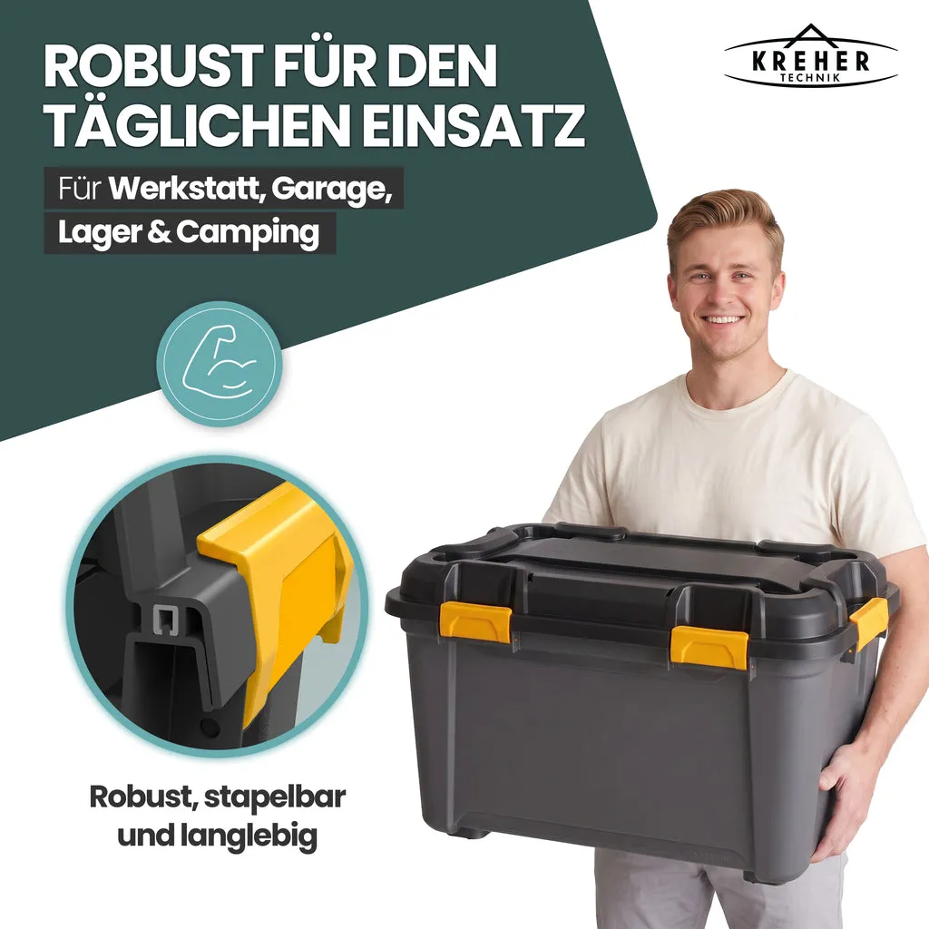 Kreher Bunker Aufbewahrungsbox 80L mit Deckel IPX7 schwarz