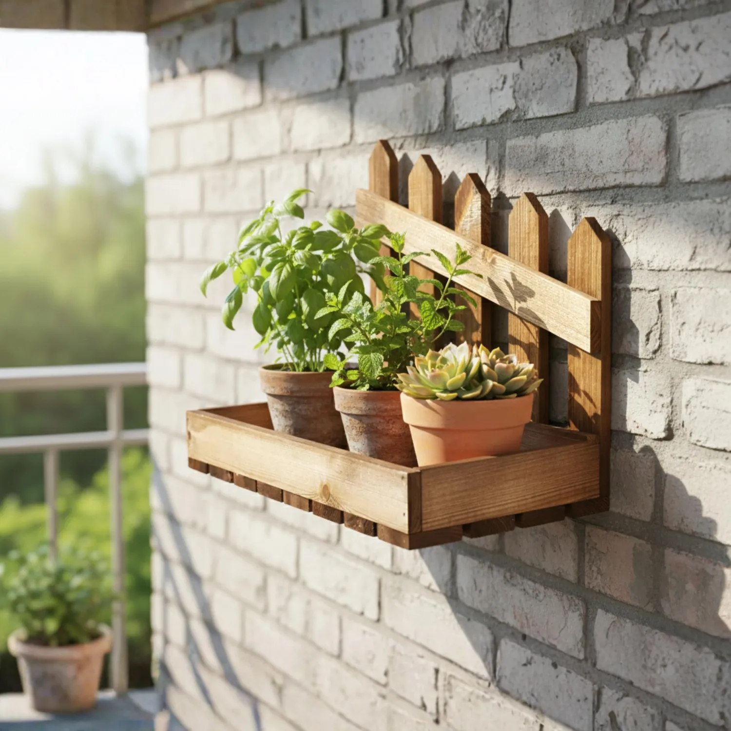 GoodFreshDecor Holzkiste Weihnachten 40x26x35 Kiefer braun mit Zaun