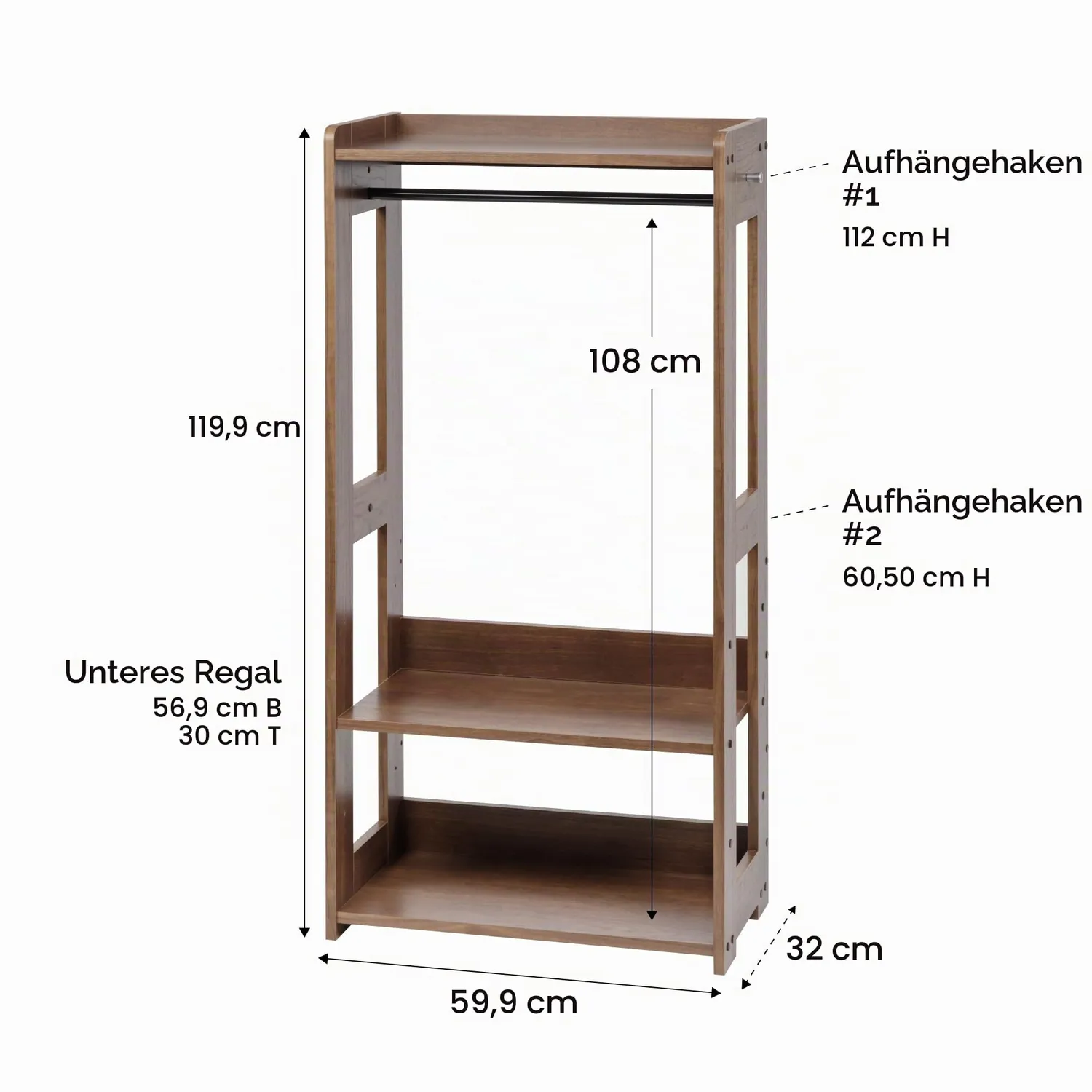 Iris Ohyama KWR-1 Kindergarderobe braun Holz