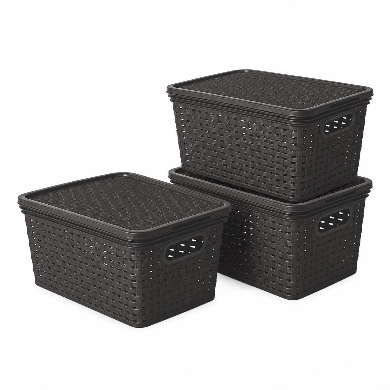 astor24 Premium Aufbewahrungsbox 3er Set 2 Liter Anthrazit
