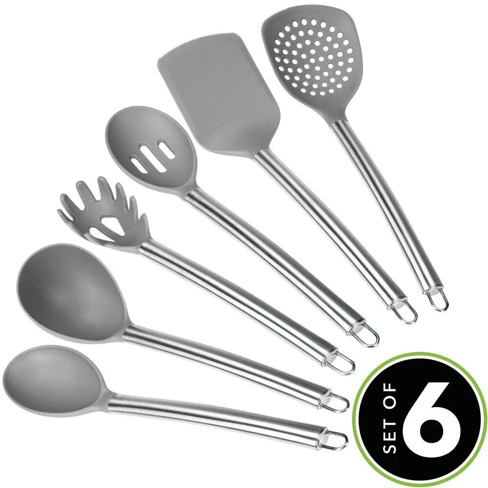 mDesign Küchenhelfer Set 6-teilig grau Nylon Edelstahl 33cm