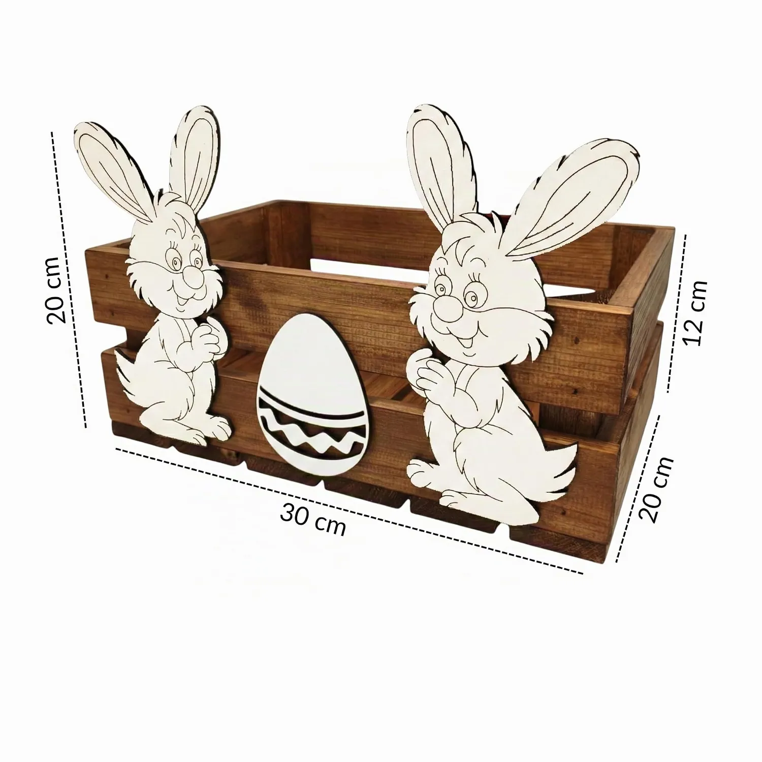 GoodFreshDecor Holzkiste Ostern 30x20x12 cm Braun Hase Ei