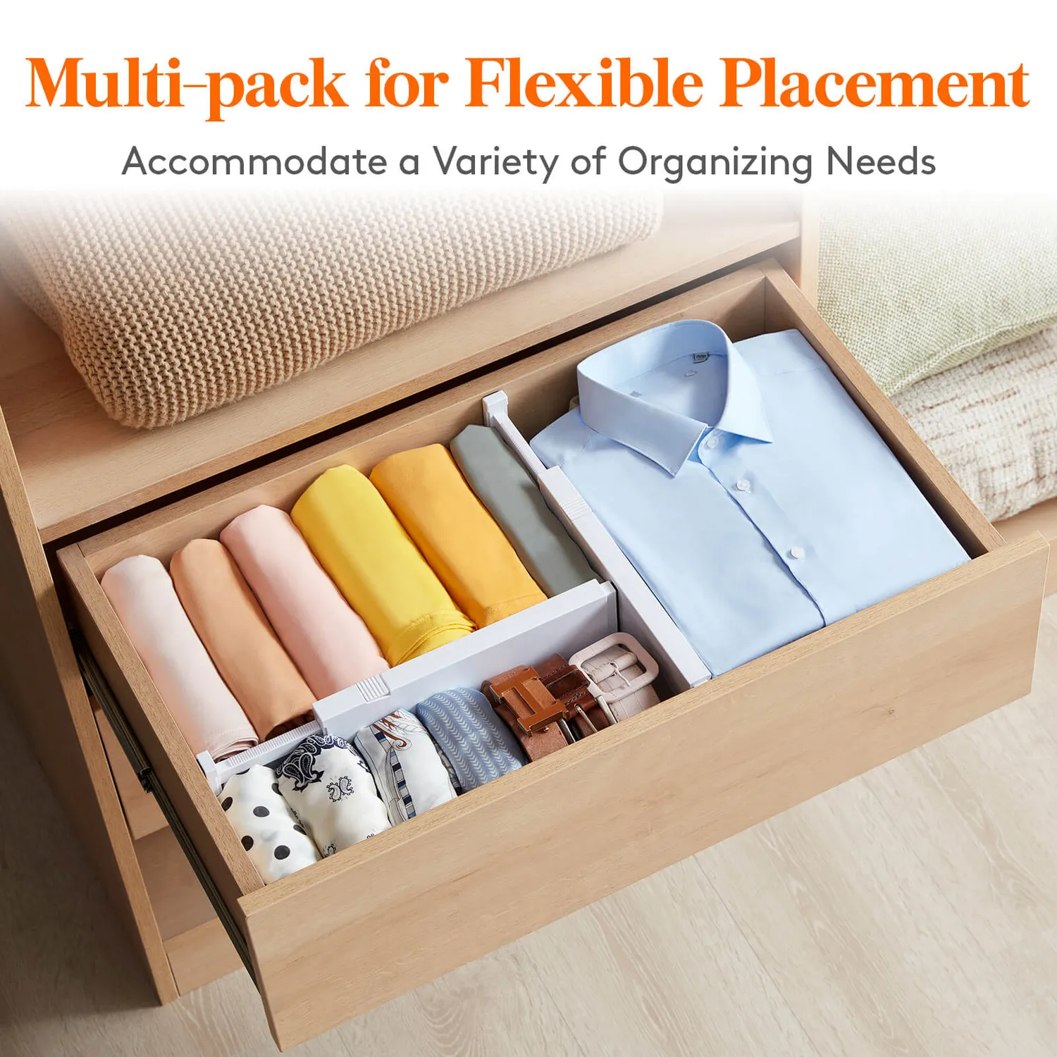 Lifewit Schubladenteiler 11-17 Zoll Organizer 5er Weiß verstellbar