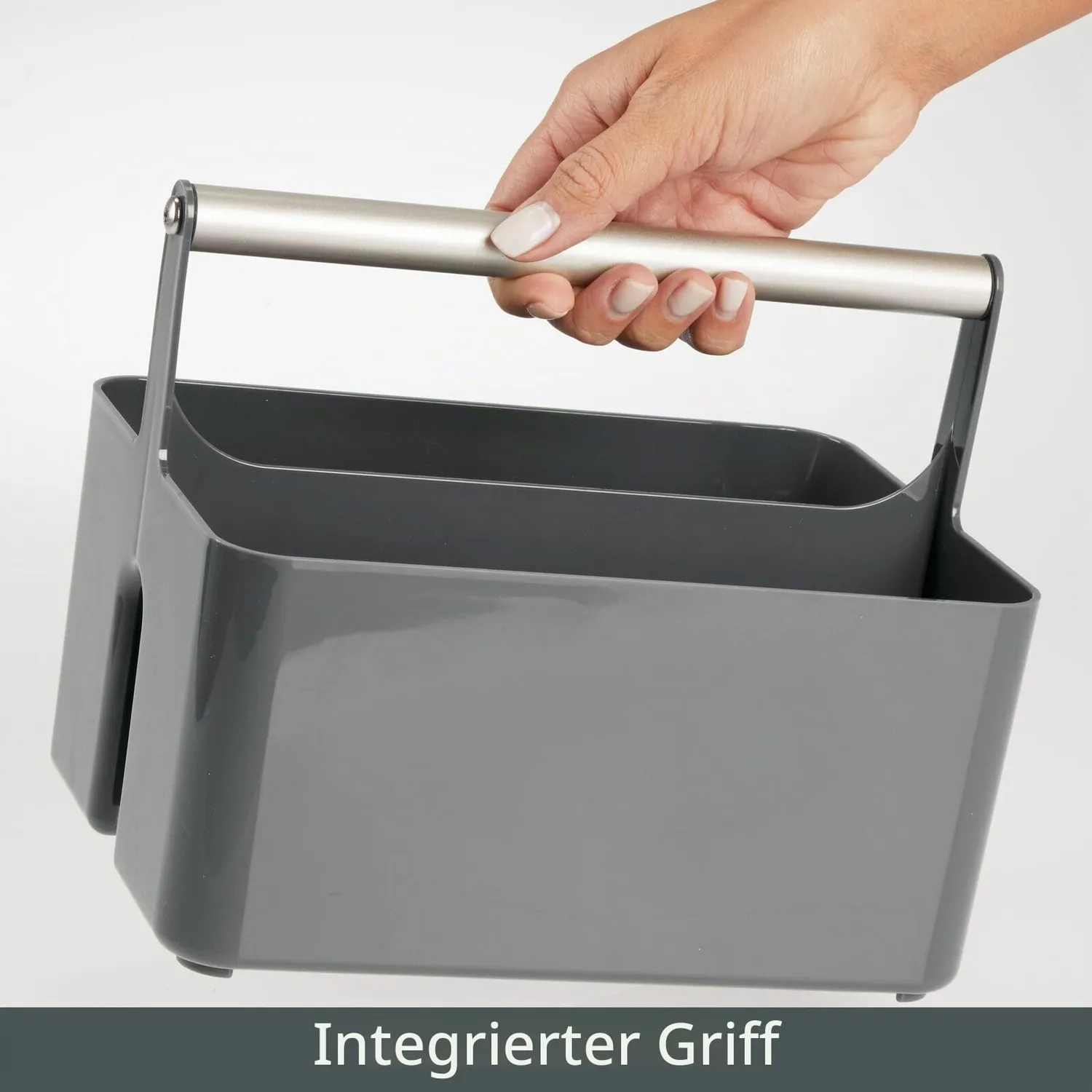 mDesign Badkorb Organizer dunkelgrau 2 Fächer Griff