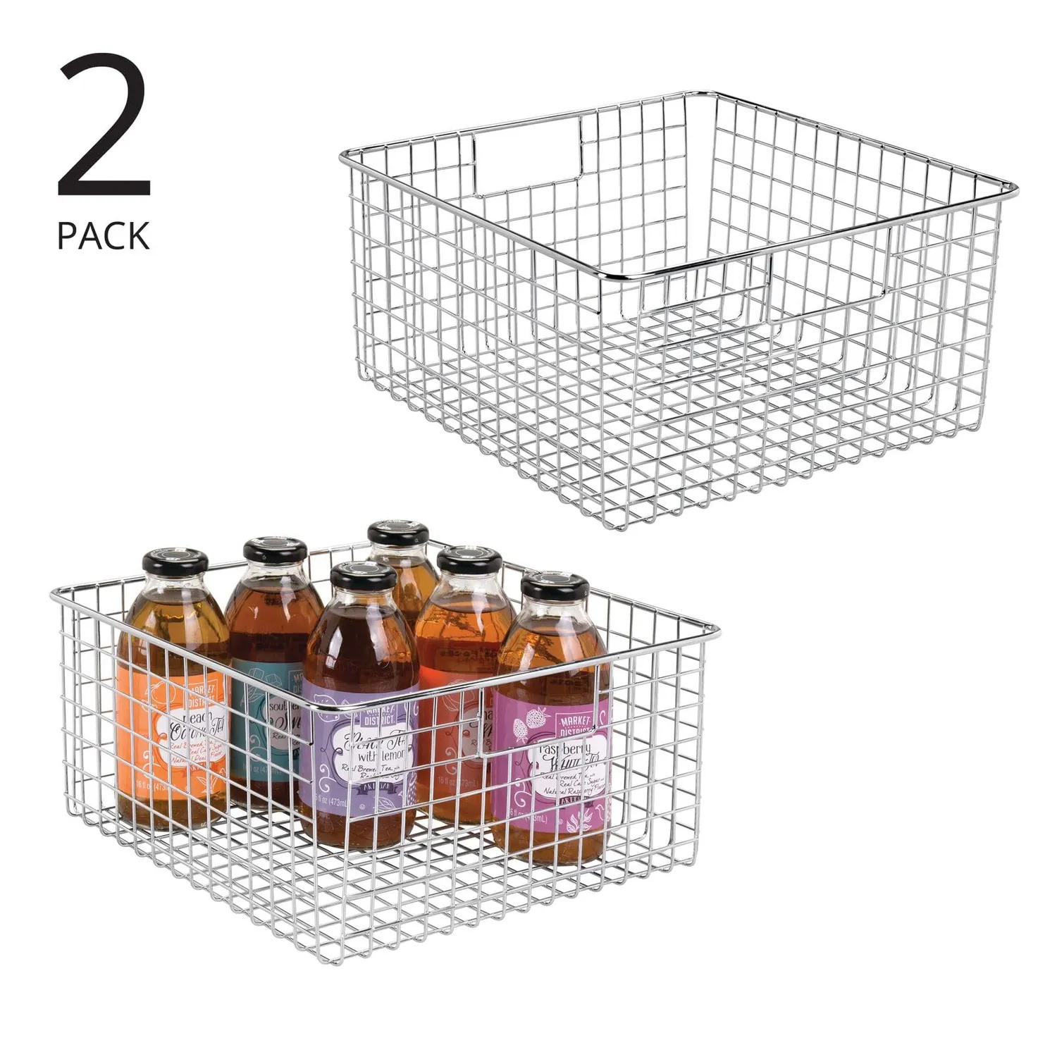 mDesign Drahtkorb Metall chrom 2er-Set groß