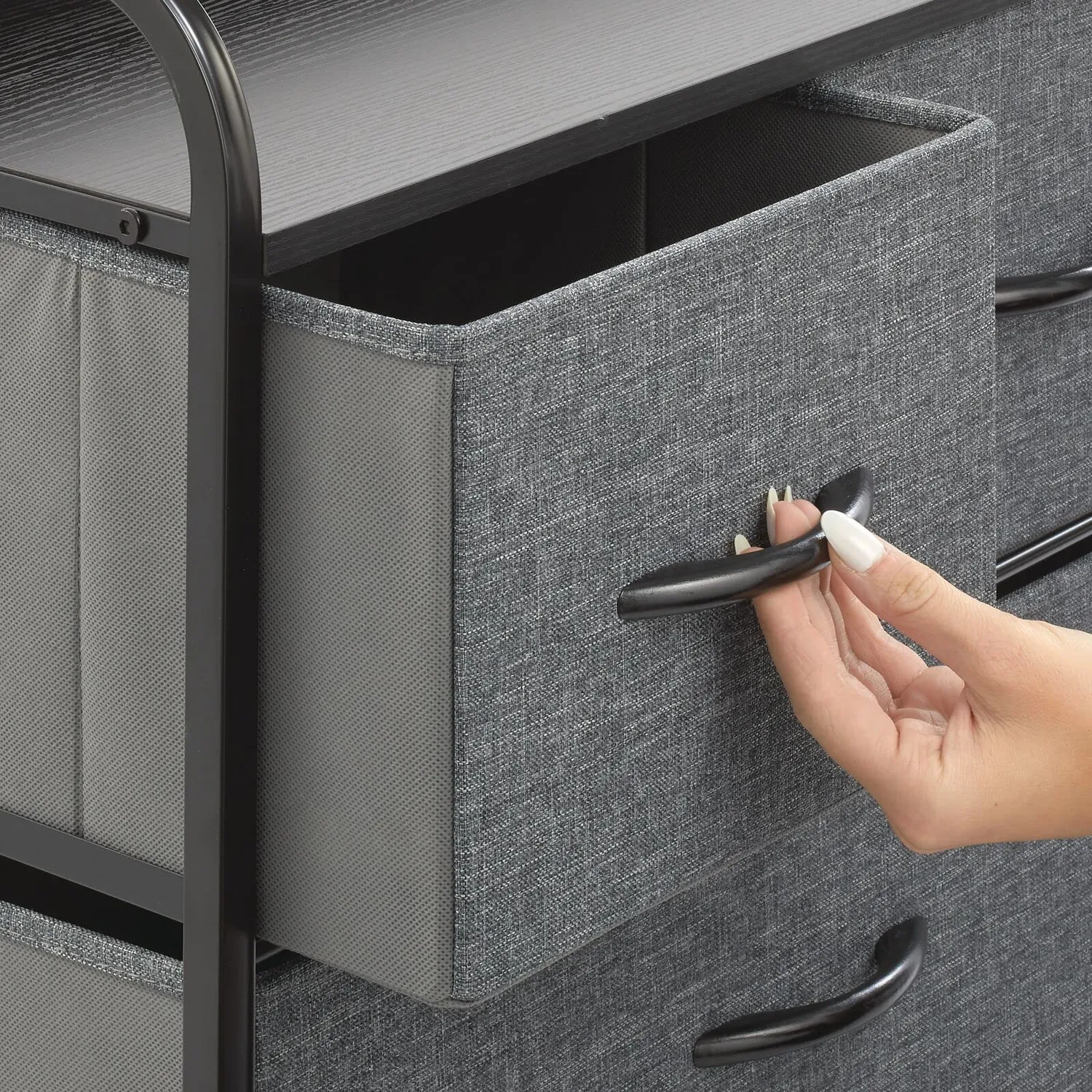 mDesign Kommode 7 Schubladen Schwarz Grau Stoff