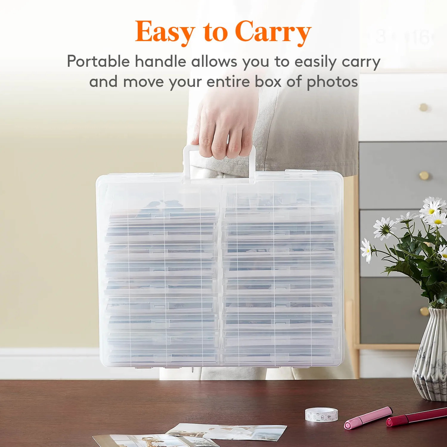 Lifewit Fotobox 4x6 Organizer mit 18 Boxen transparent
