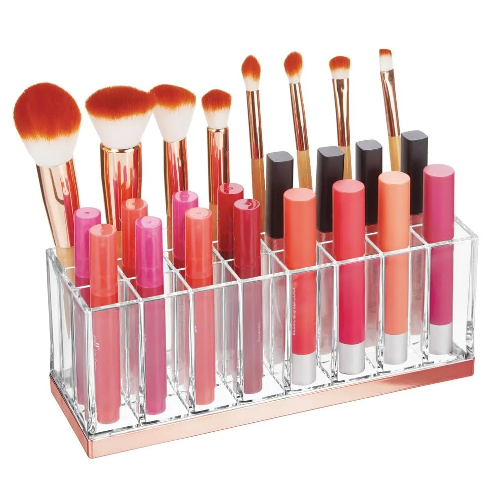 mDesign Kosmetik Organizer 24 Fächer Box transparent rotgold