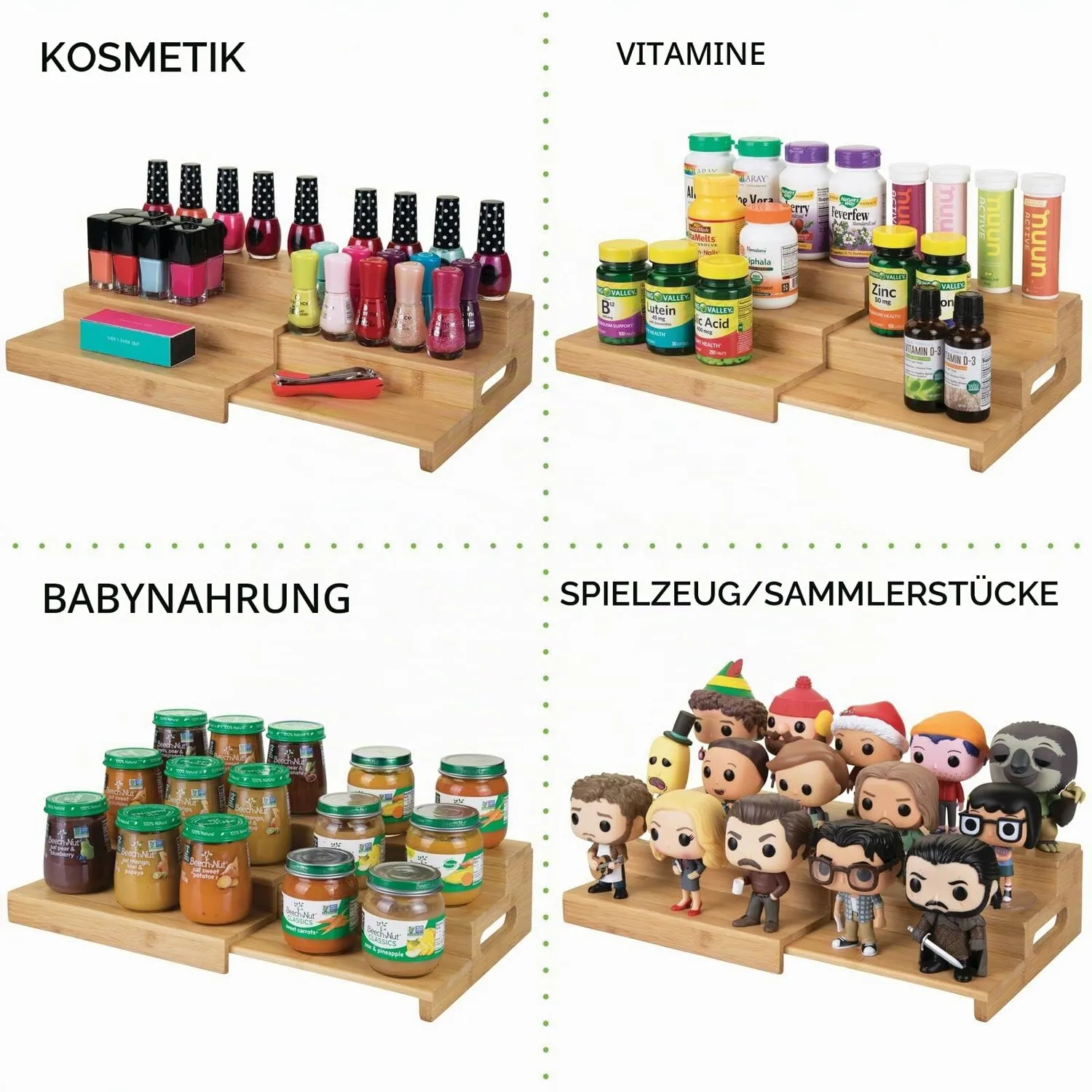 mDesign Gewürzregal Bambus naturfarben ausziehbar 3-stufig