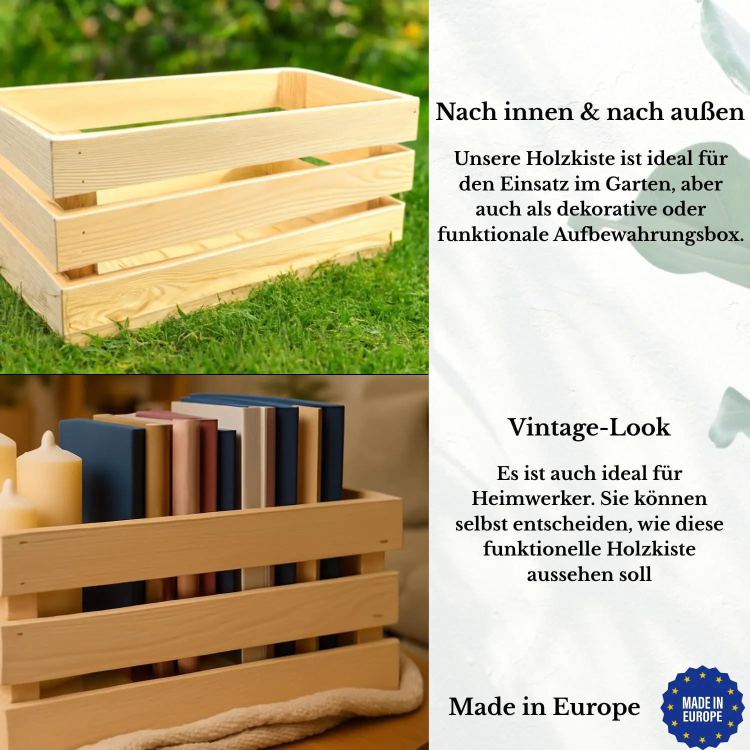 GoodFreshDecor Holzkisten 3er Set 40x20x18 cm natur